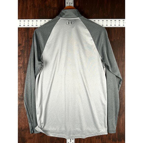 Under Armour Loose Fit HeatGear UA Tech 1/2 Zip Long Sleeve Gray Mens Medium EUC - Picture 7 of 8